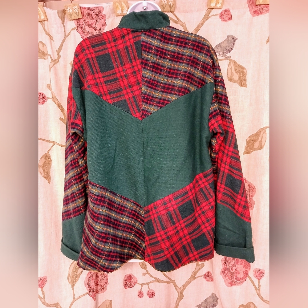 Patchwork Plaid Wool Jacket W/ Lining, Beautiful … - image 3
